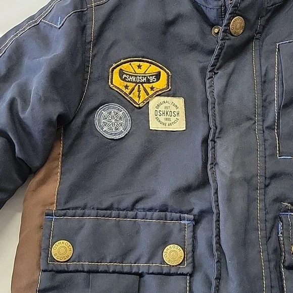 Oshkosh B’gosh Navy Blue Hooded Jacket Winter Coat Full Zip Kids Boys 3T - Picture 3 of 10